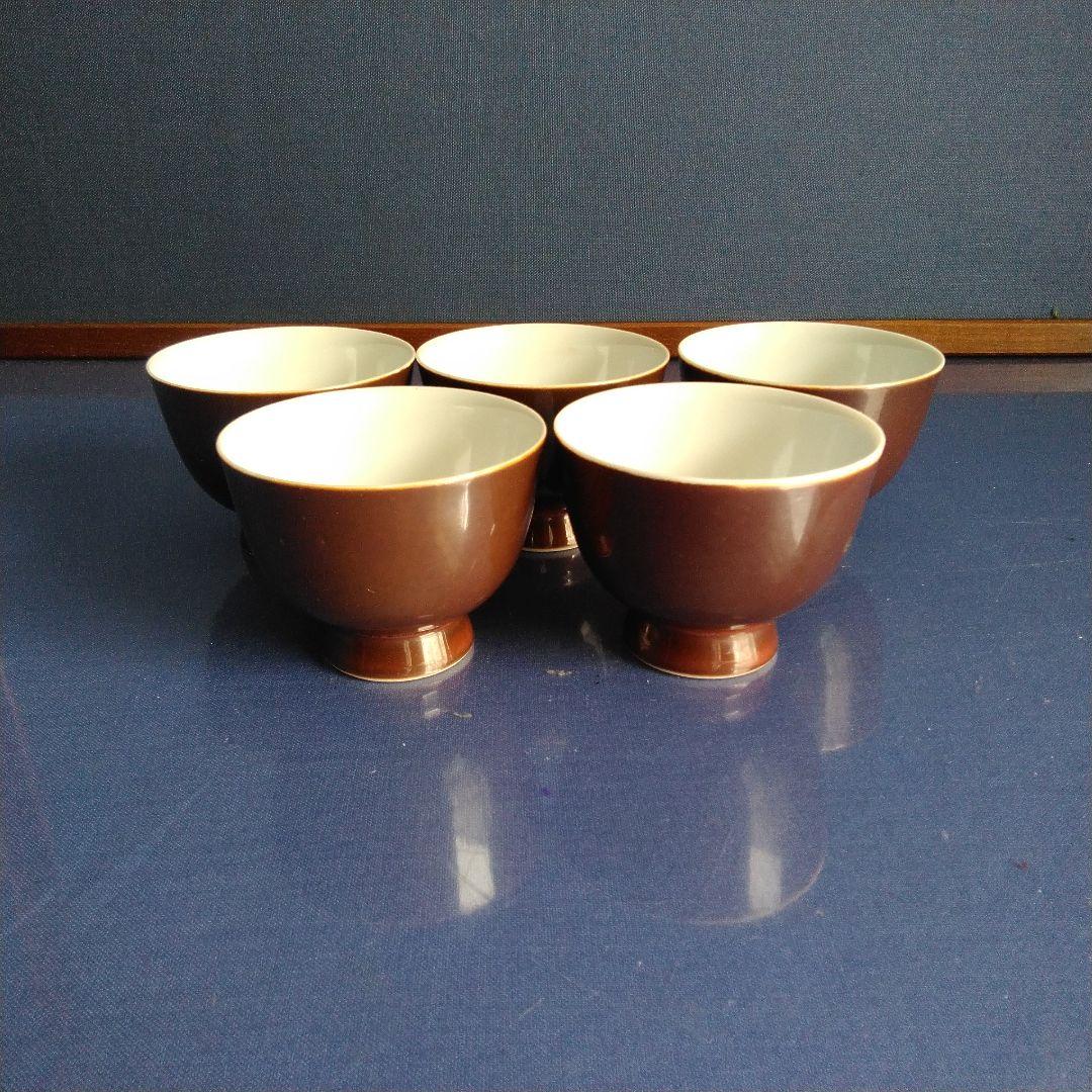 京焼　平安春峰　煎茶茶碗　5個。