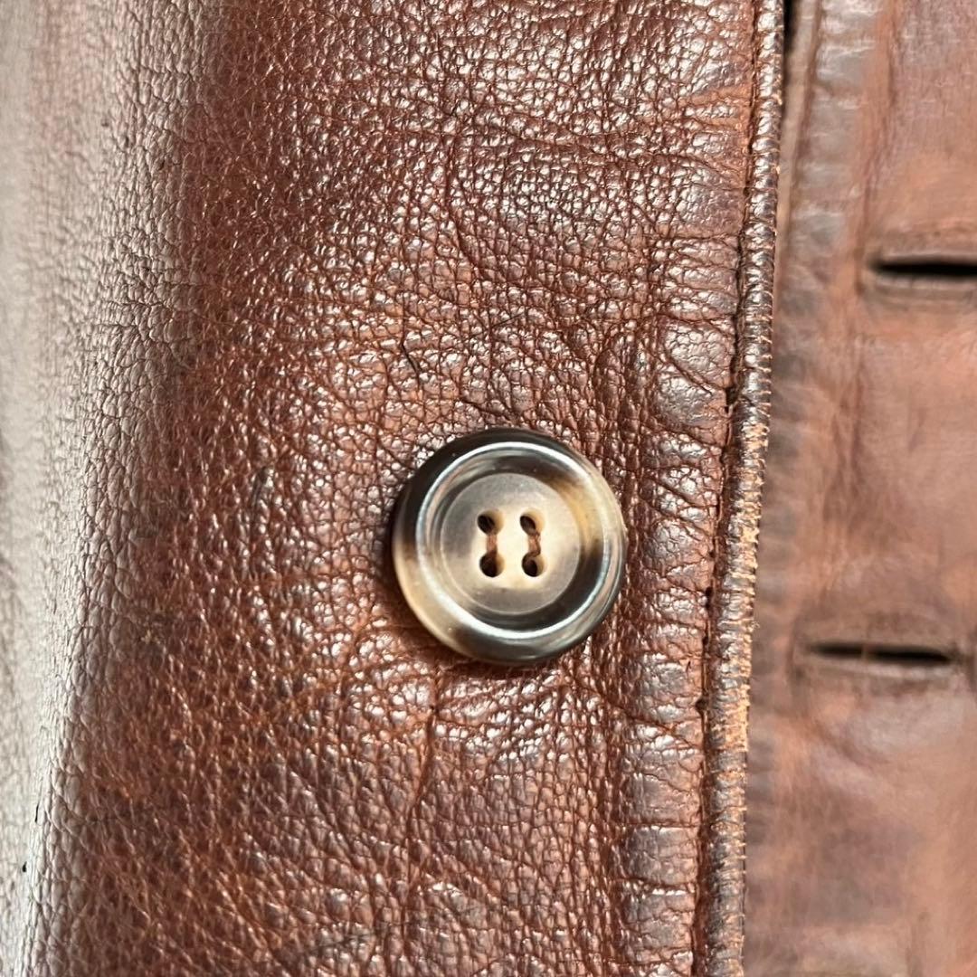 60s 70s ユーロ レザーベスト ヴィンテージレザー ヨーロッパ 古着 茶