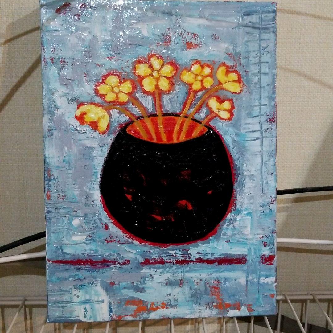 油絵　専用　黄色い花を差した花瓶