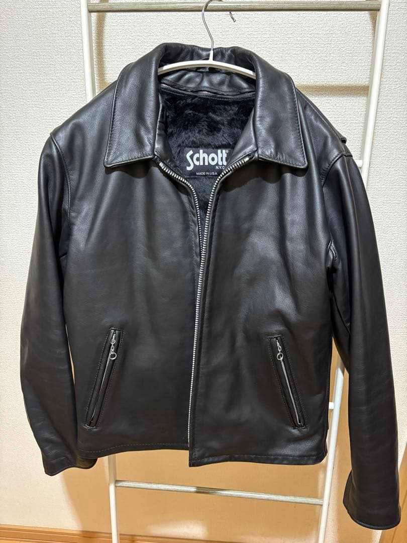 Schott ショット　652 ライダース　シングル　襟付き　ブラック　40