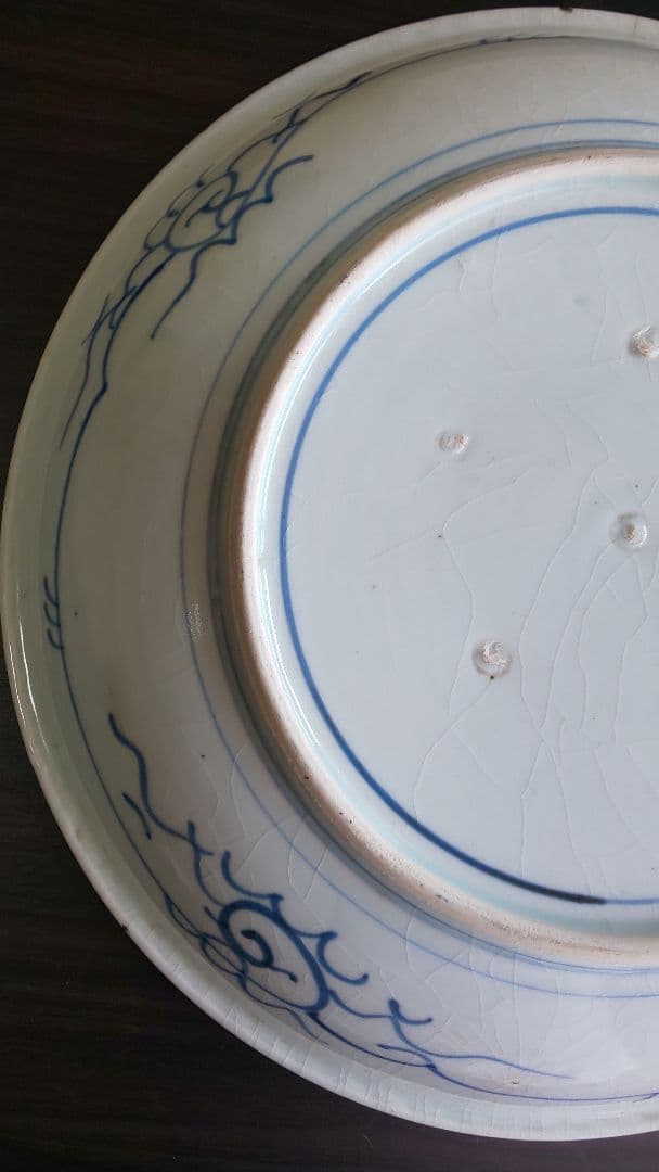 古伊万里 白磁大皿 江戸時代中期 白磁青い山水画大皿