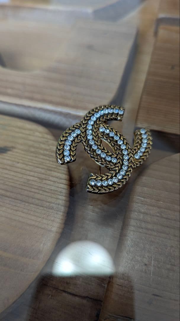 CHANEL ヴィンテージ ココマーク ブローチ ラインストーン