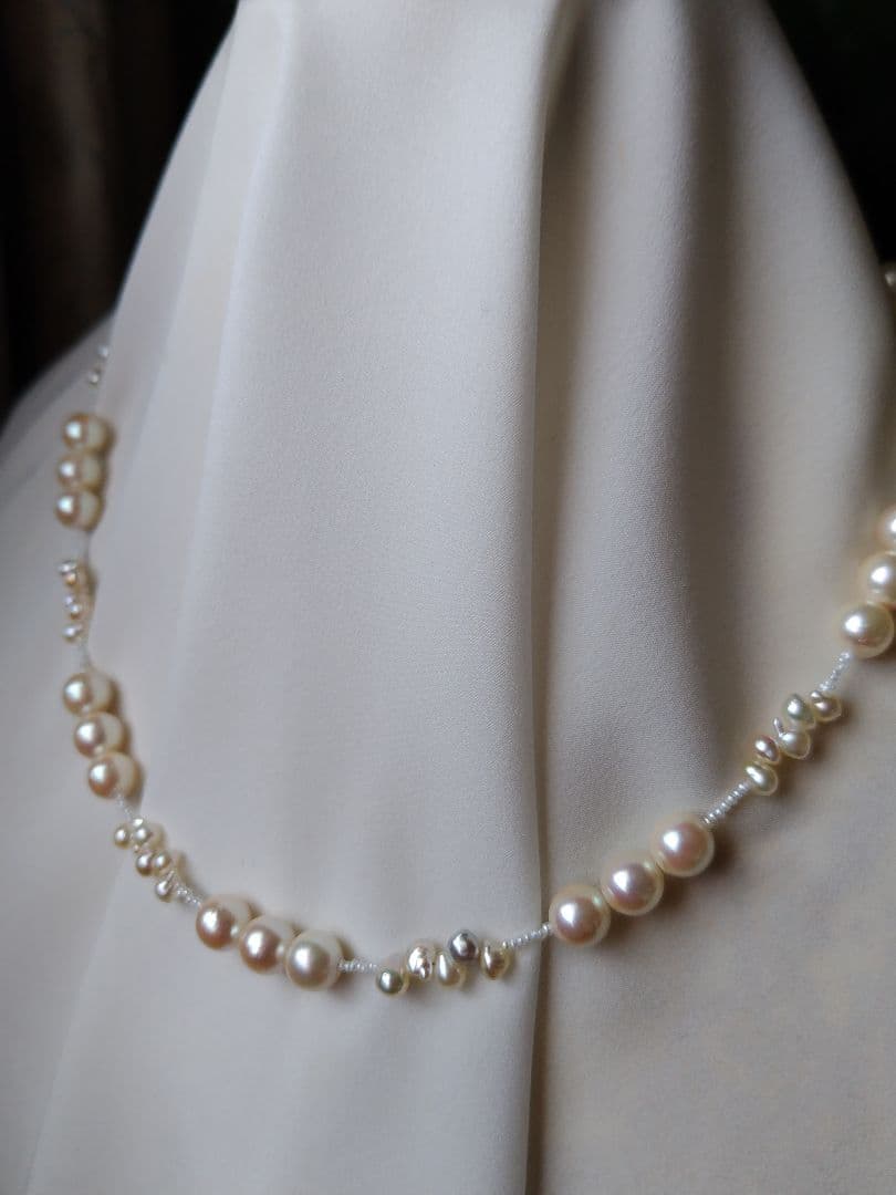 アコヤ真珠、あこや真珠ベビークレオパトラ、あこや砂芥子パール、オメガ風ネックレス