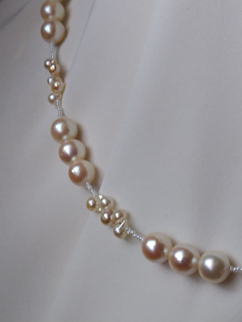 アコヤ真珠、あこや真珠ベビークレオパトラ、あこや砂芥子パール、オメガ風ネックレス