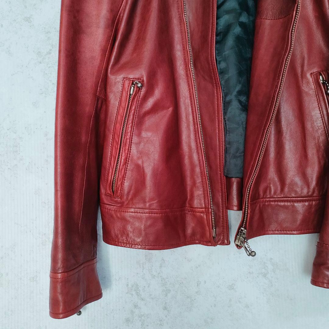 glamb　羊革　レザージャケット　シングル　 赤　メンズ