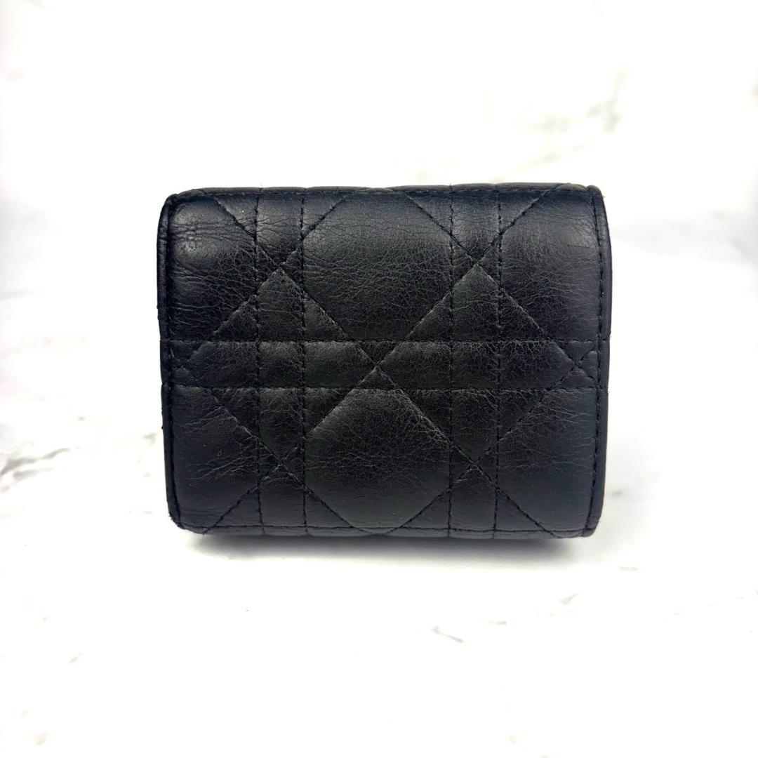 【極極美品】Dior⭐ディオール【カロ カナージュ】三つ折り財布⭐コンパクト 黒