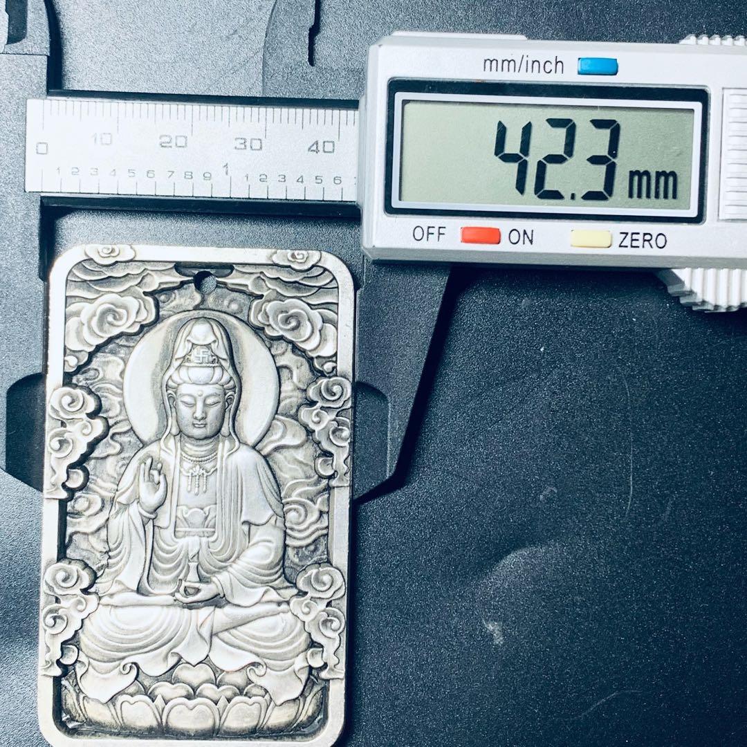 極美品 観音菩薩 彫刻牌 般若心経 全文刻印 御守り ペンダント 仏像プレート