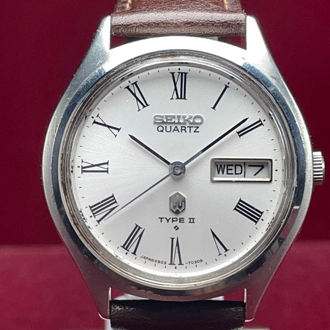 1976年製 SEIKO TYPEⅡ 高級 クォーツ 電池交換済 日本製 ヘソ付
