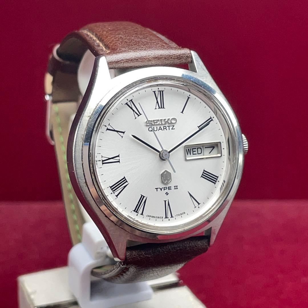 1976年製 SEIKO TYPEⅡ 高級 クォーツ 電池交換済 日本製 ヘソ付