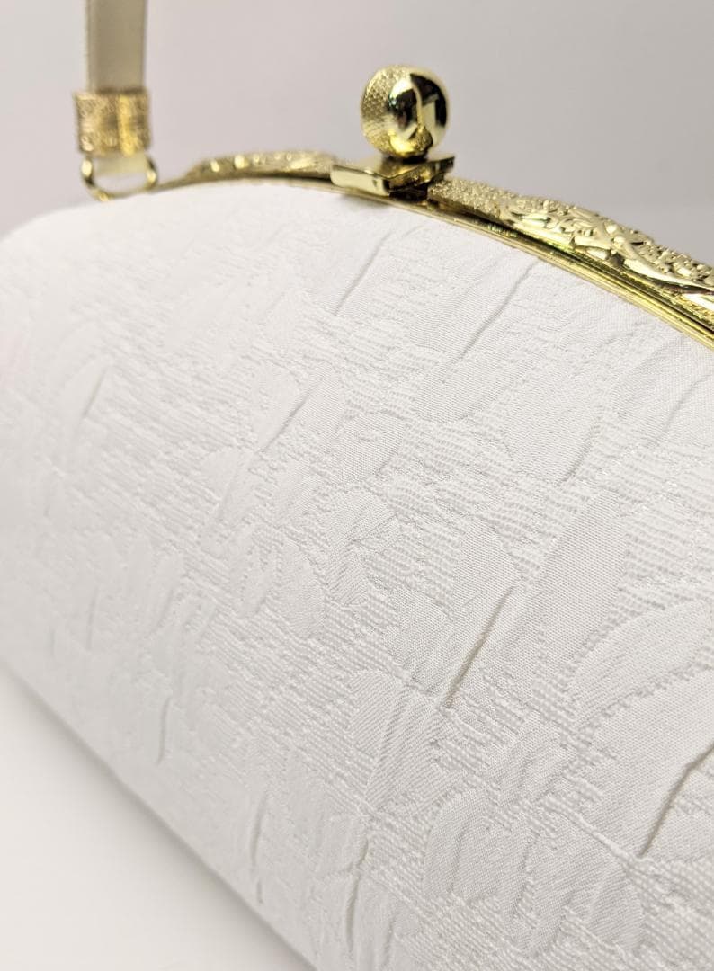 ふくれ織 草履 バッグ セット ホワイト ゴールド フリーサイズ U33-1