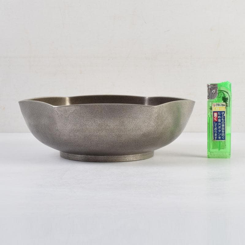 茶道具　古錫　三越製　花草文　菓子器　菓子鉢　時代箱付　V　9135