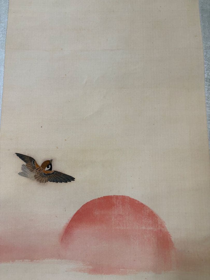 雀　茶道具 掛け軸 掛軸　刺繍　すずめ　鳥　絵画　日本画