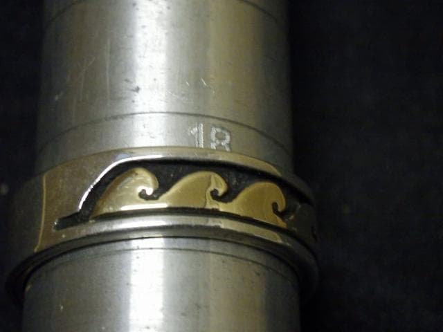 18.5号 波 インレイリング 14K ゴールド 925 インディアンジュエリー