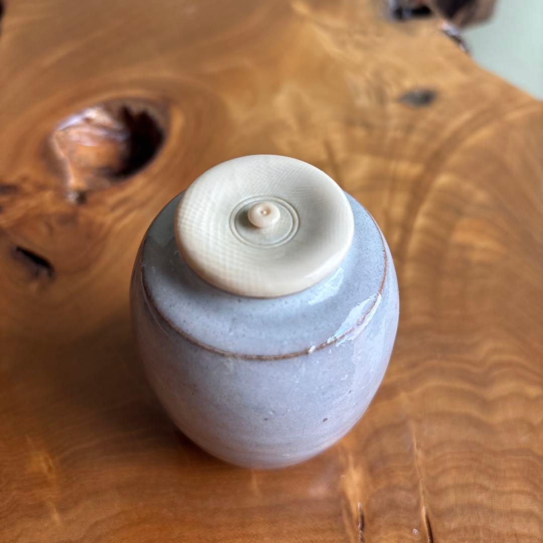 【訳あり】萩焼 松野龍司作 茶入 緑栄窯 茶道具 共箱 仕覆付き