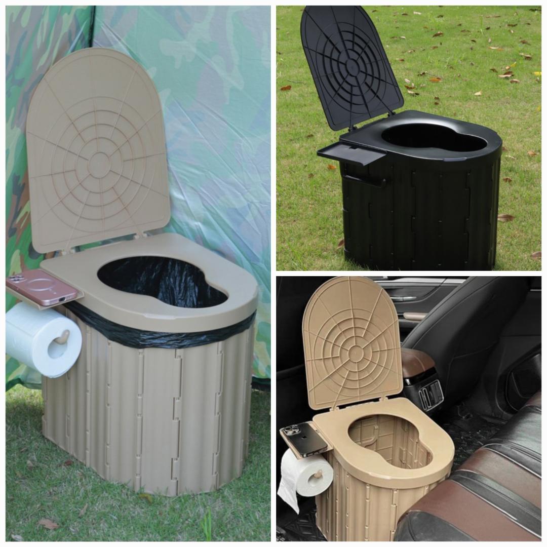 携帯トイレ グレー　簡易トイレ 非常用トイレ 折りたたみトイレ 防災グッズ