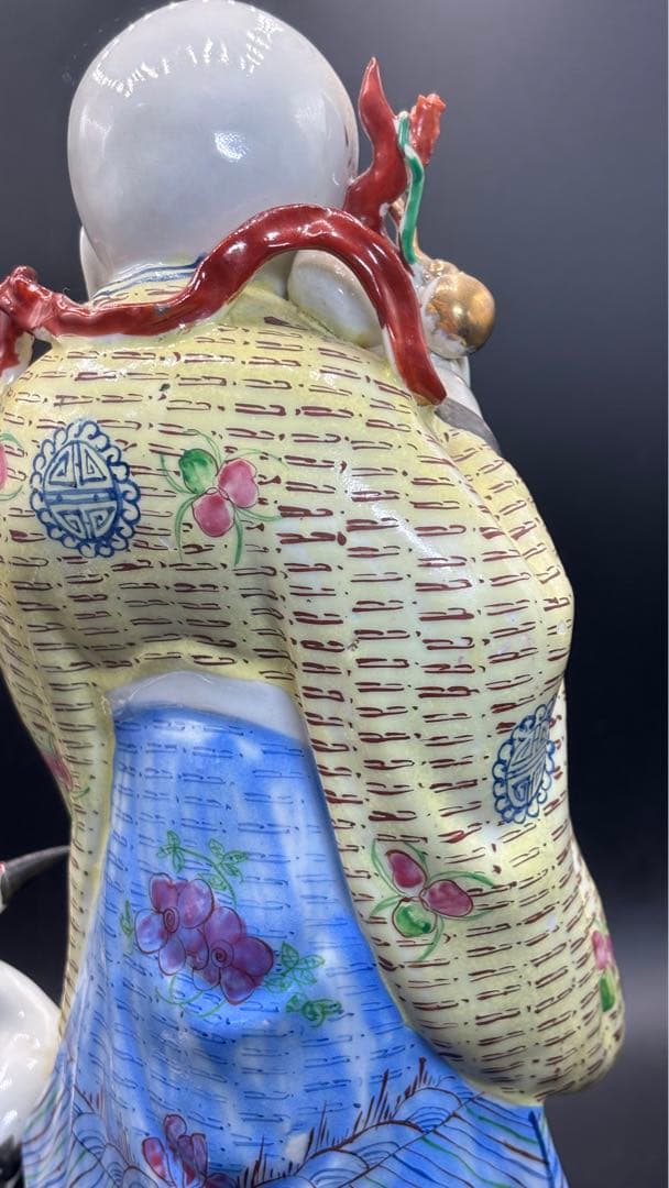 001 中国美術 中国古玩 色絵陶人形 高さ34cm 置物 オブジェ 古董品