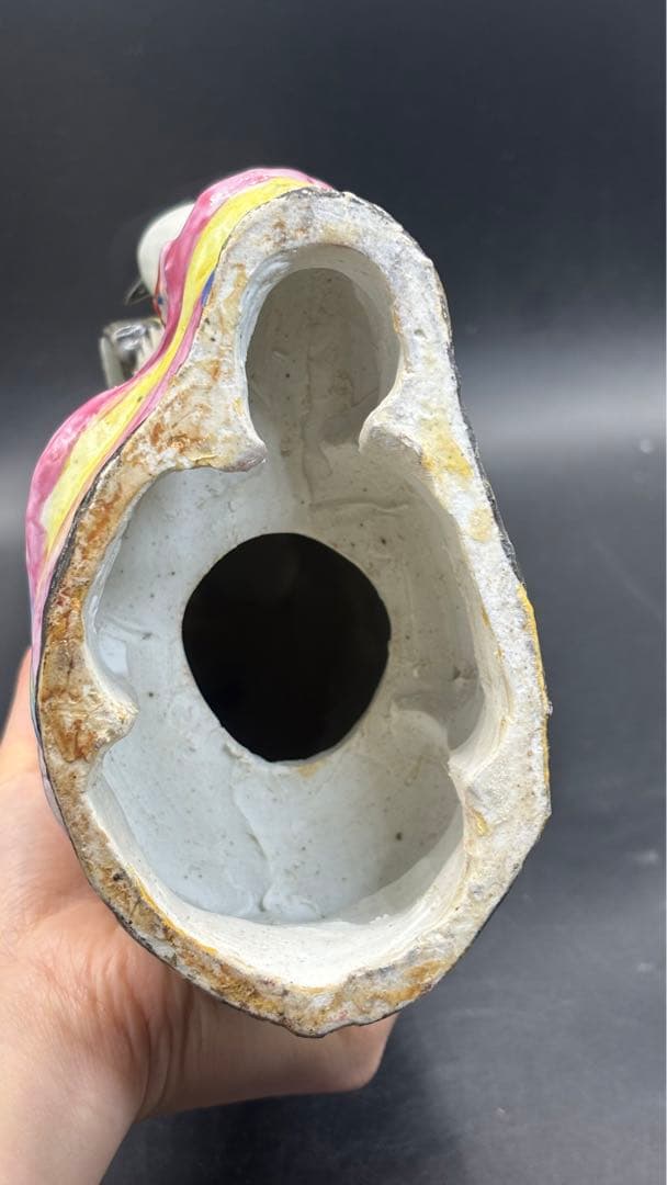 001 中国美術 中国古玩 色絵陶人形 高さ34cm 置物 オブジェ 古董品