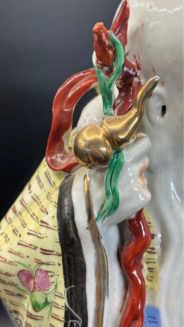 001 中国美術 中国古玩 色絵陶人形 高さ34cm 置物 オブジェ 古董品