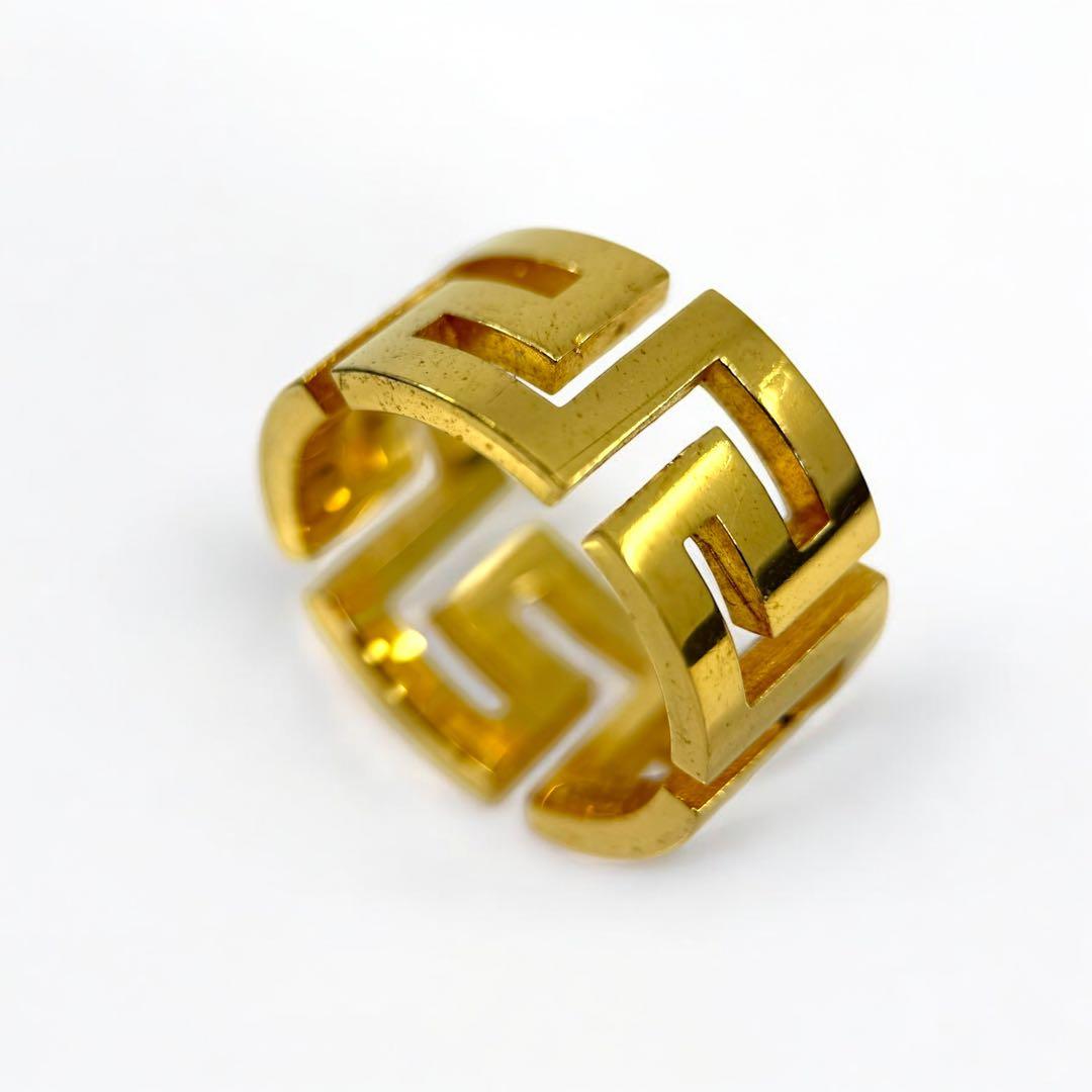 【美品】ヴェルサーチ　グレカ　ゴールド　リング　指輪　ロゴ　刻印