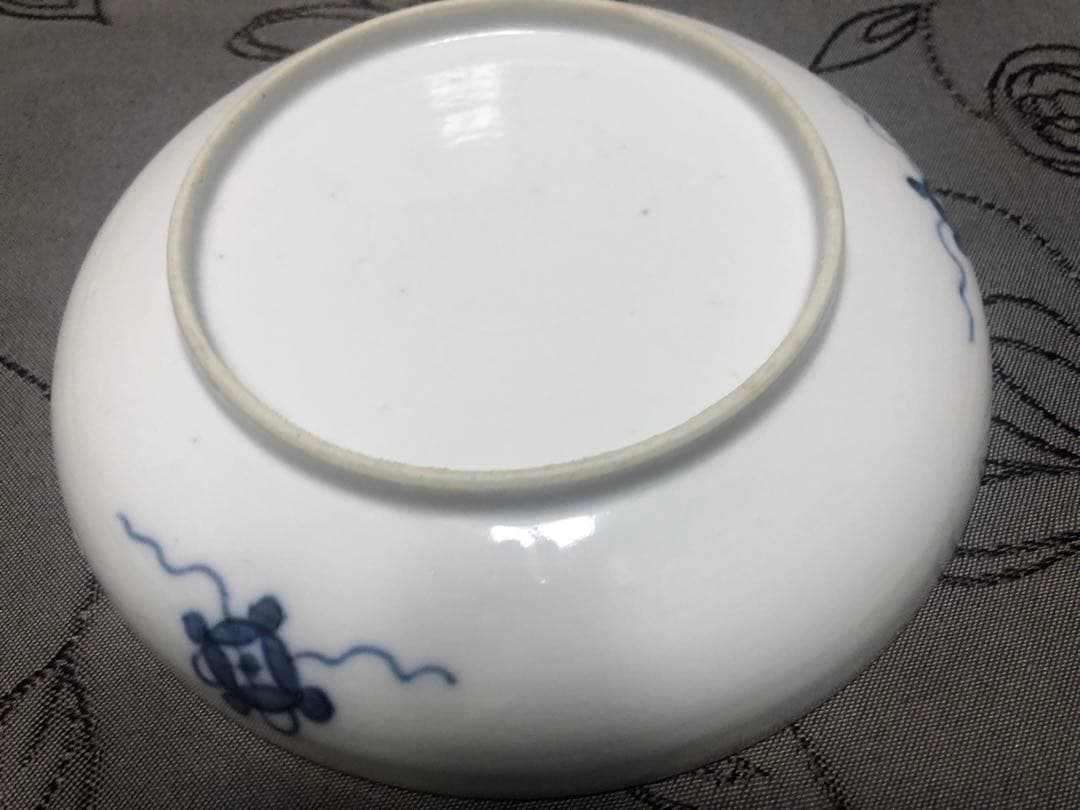 江戸明治時代色絵皿 帆掛船