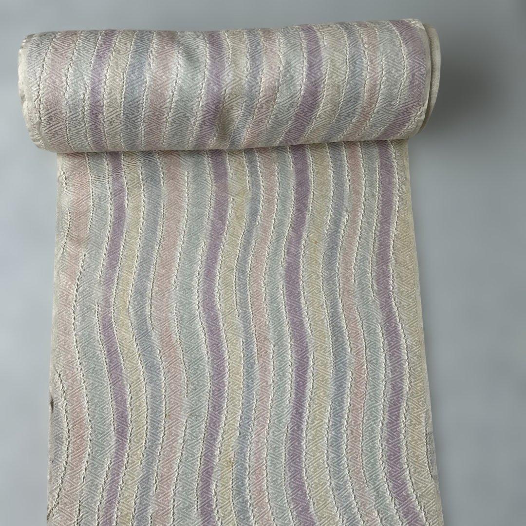 着物反物 絹 100パーセント パステルカラー 絞り小紋 流水柄