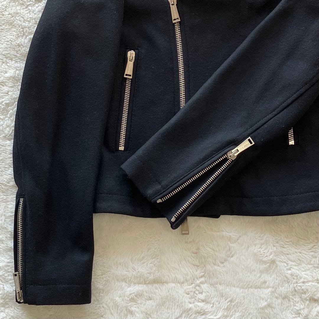 極上品 ディースクエアード ショールカラー ライダースジャケット ブラック 44