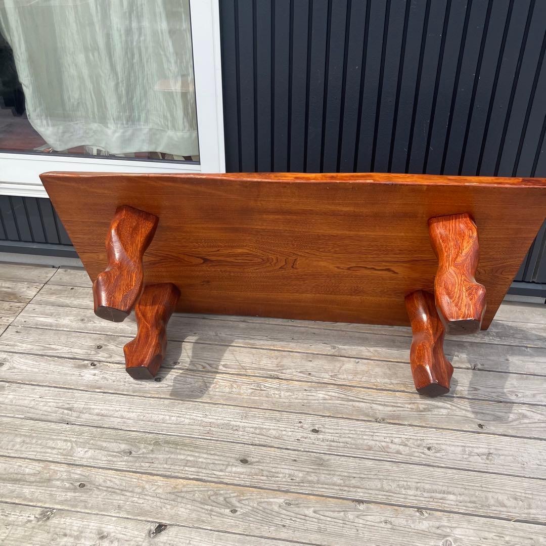 昭和レトロ 木製 天然木 一枚板 脚付き座卓 ちゃぶ台 センターテーブル 古家具