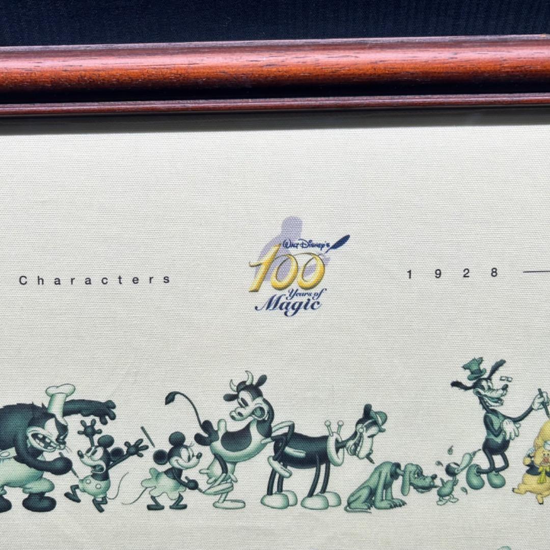 ▽Na右1007 ディズニー 1500枚限定 100周年記念　布ポスター 額装