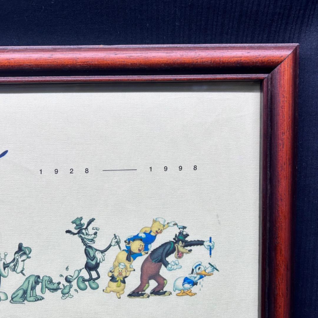 ▽Na右1007 ディズニー 1500枚限定 100周年記念　布ポスター 額装