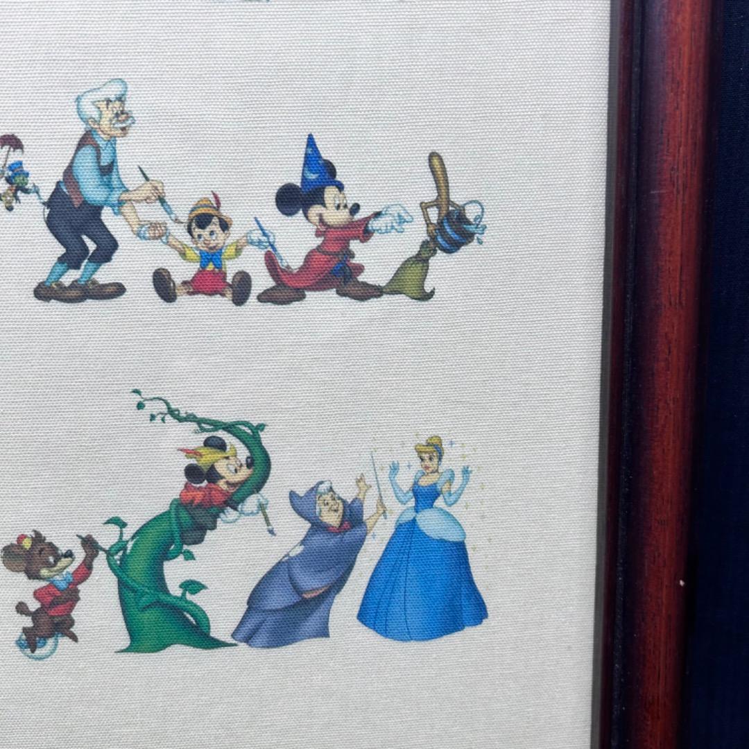 ▽Na右1007 ディズニー 1500枚限定 100周年記念　布ポスター 額装