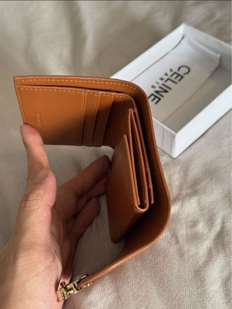 CELINE セリーヌ トリオンフ レザー 三つ折り 財布 ブラウン
