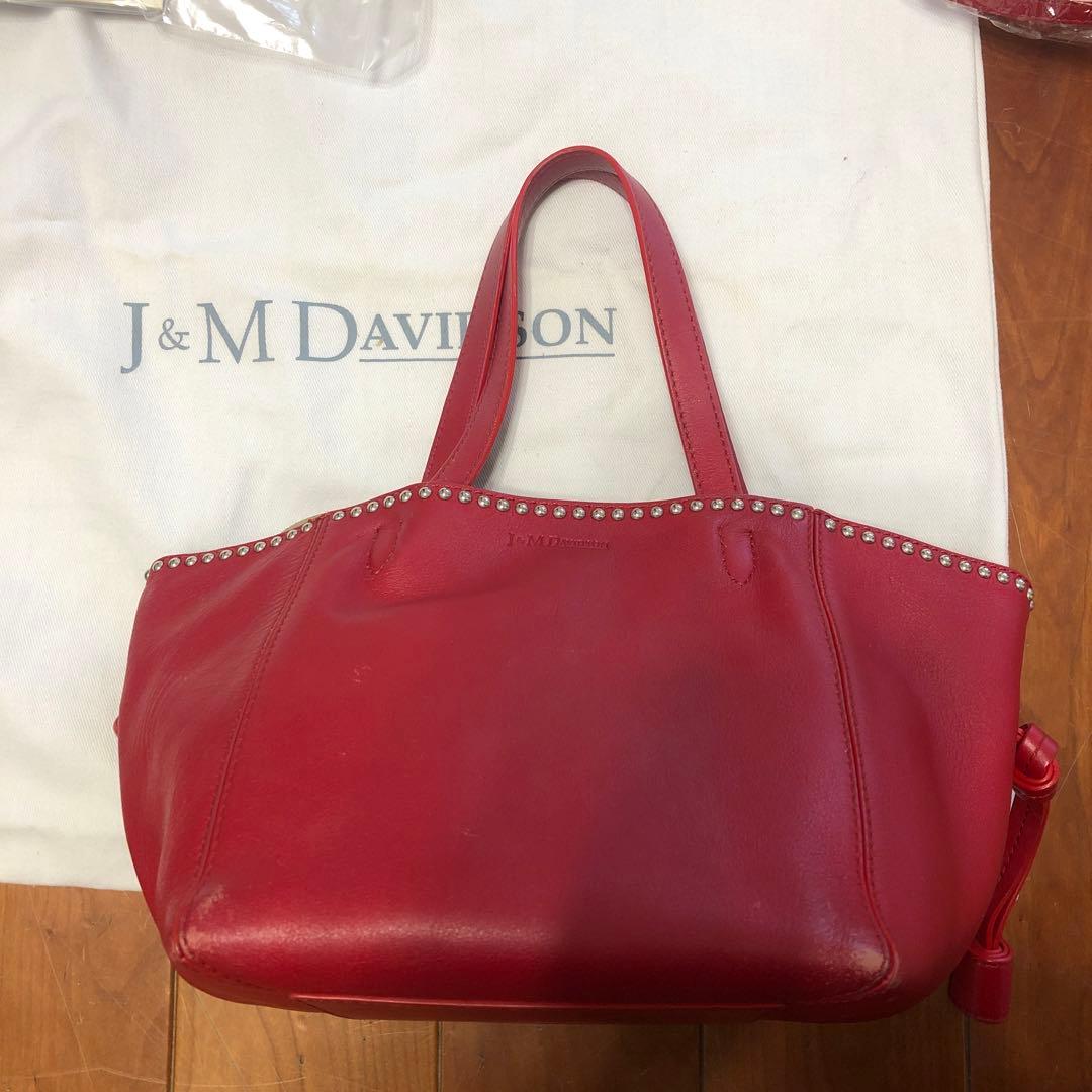 J&M DAVIDSON レッド レザー ショルダーバッグ