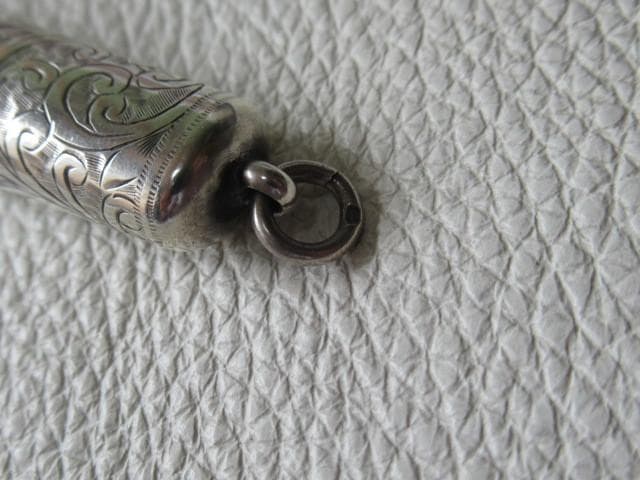 ◆1909年製 イギリス製！総純銀製（925) 唐草模様彫刻 パイプケース