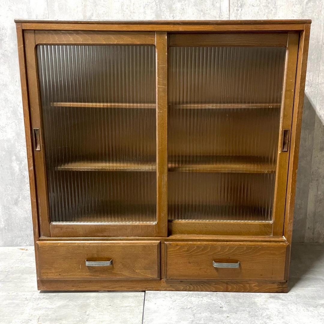 木製キャビネット ガラス扉 収納