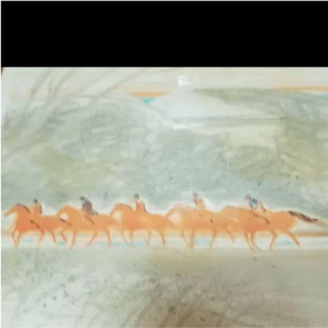 アンドレブラジリエのリトグラフ サイン入レア物 珊瑚色の隊列です