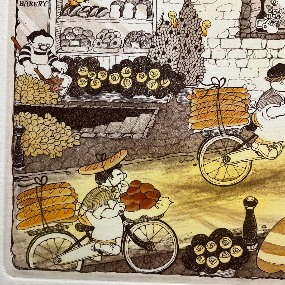 絵画・額縁・版画・上砂 理佳・銅版画・パン屋少年の朝・美術品・インテリア・雑貨