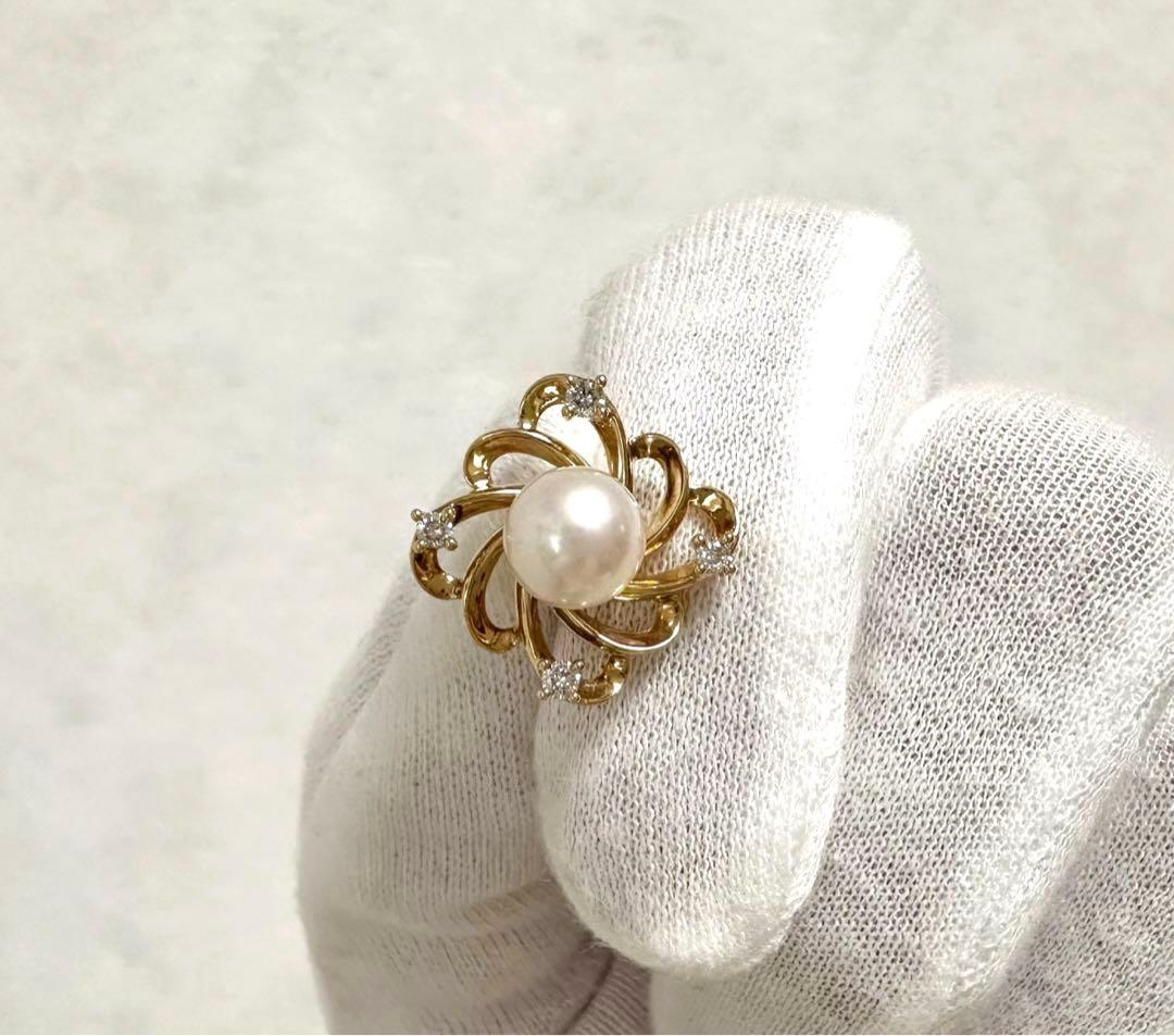 TASAKI アコヤ真珠 ダイヤモンド　ピンブローチ K18