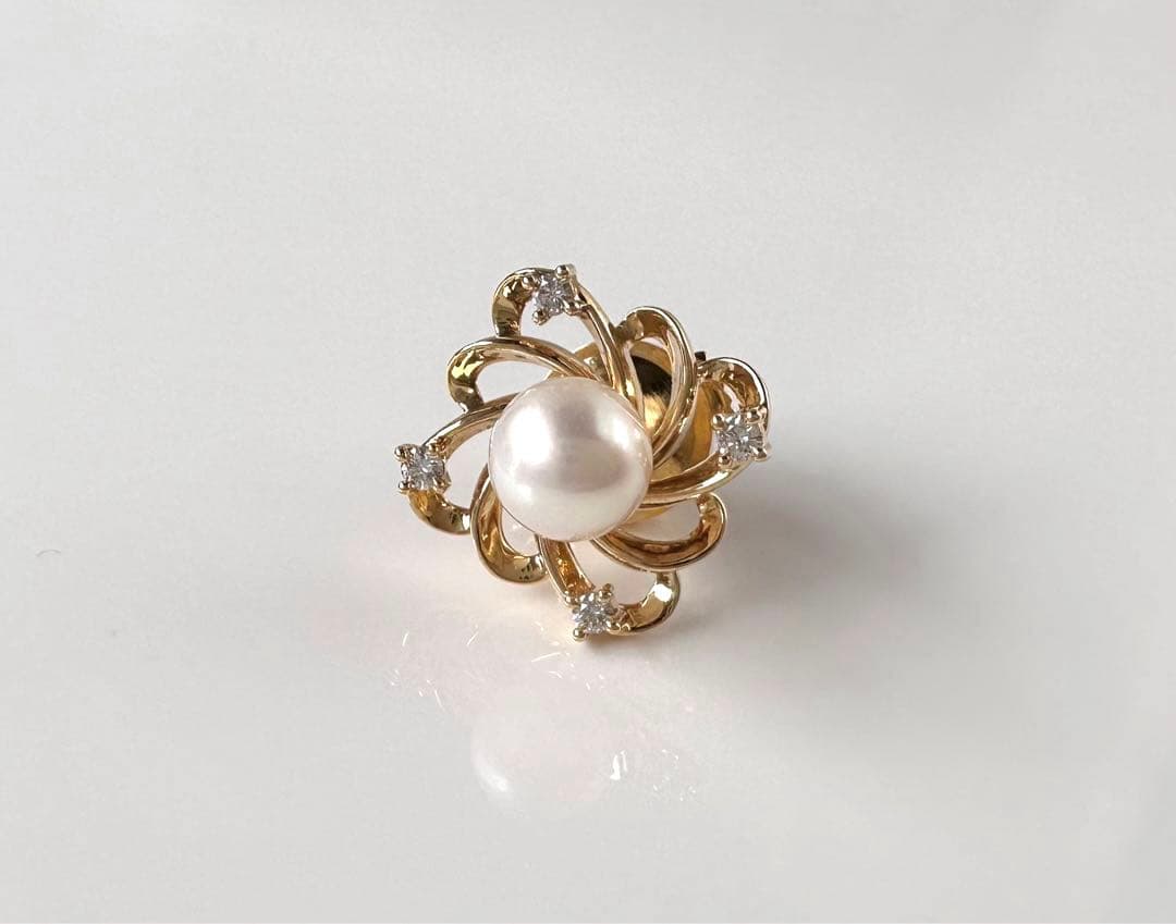 TASAKI アコヤ真珠 ダイヤモンド　ピンブローチ K18