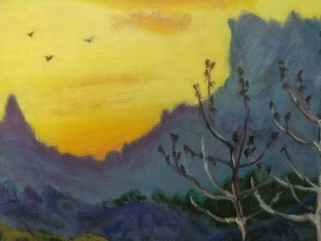 F4「里の夕ぐれ」油絵 絵画 油彩画 風景画 アート 妙義山