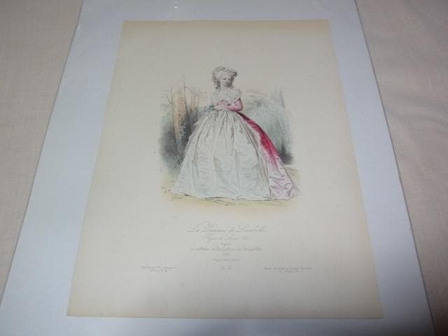 1865年スチール彫刻版画◆仏製 ファッション画『ヒッポライト・ポーケ』PL76