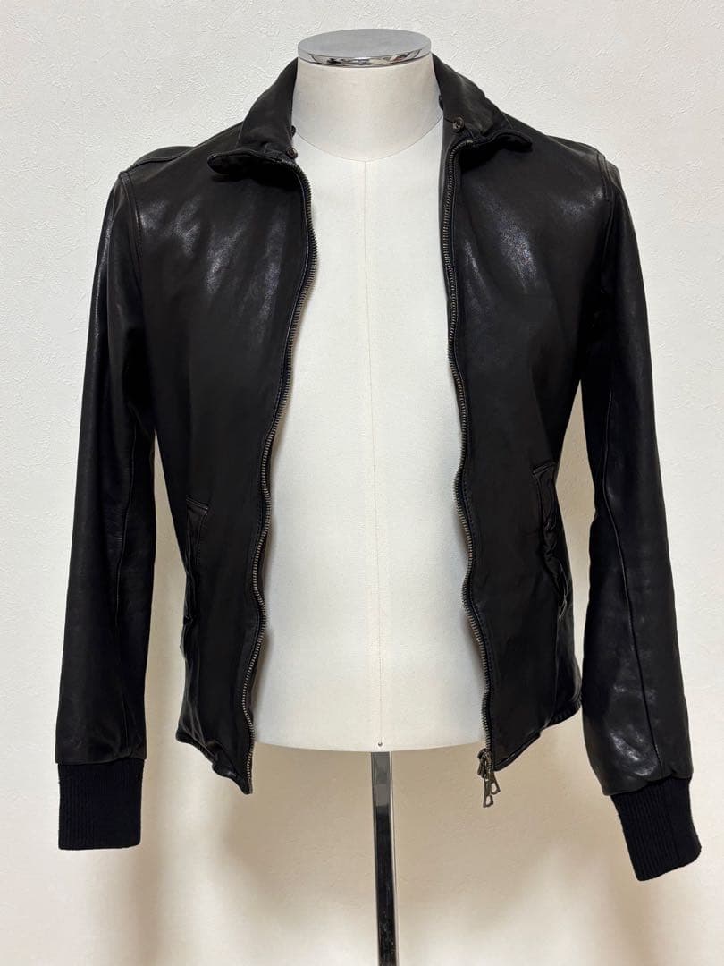 FAKTOR ホースレザー 襟ボア ライダース ホースレザー S BLACK 黒