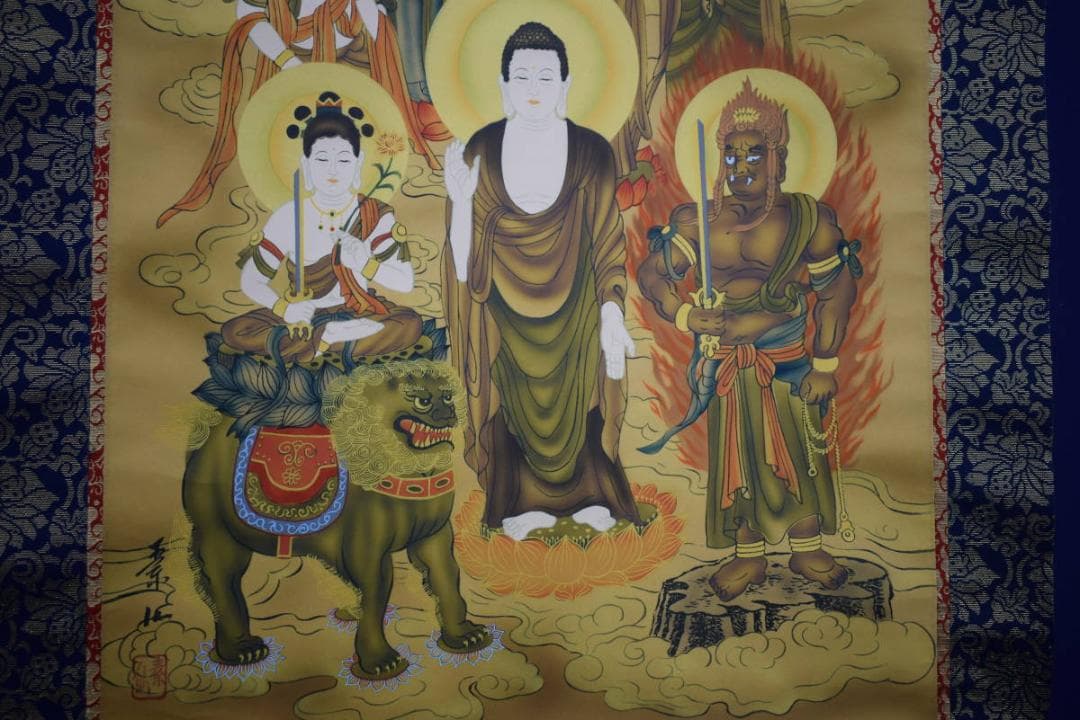 真作/素仙/十三佛図/十三仏図/布袋屋掛軸HG-478