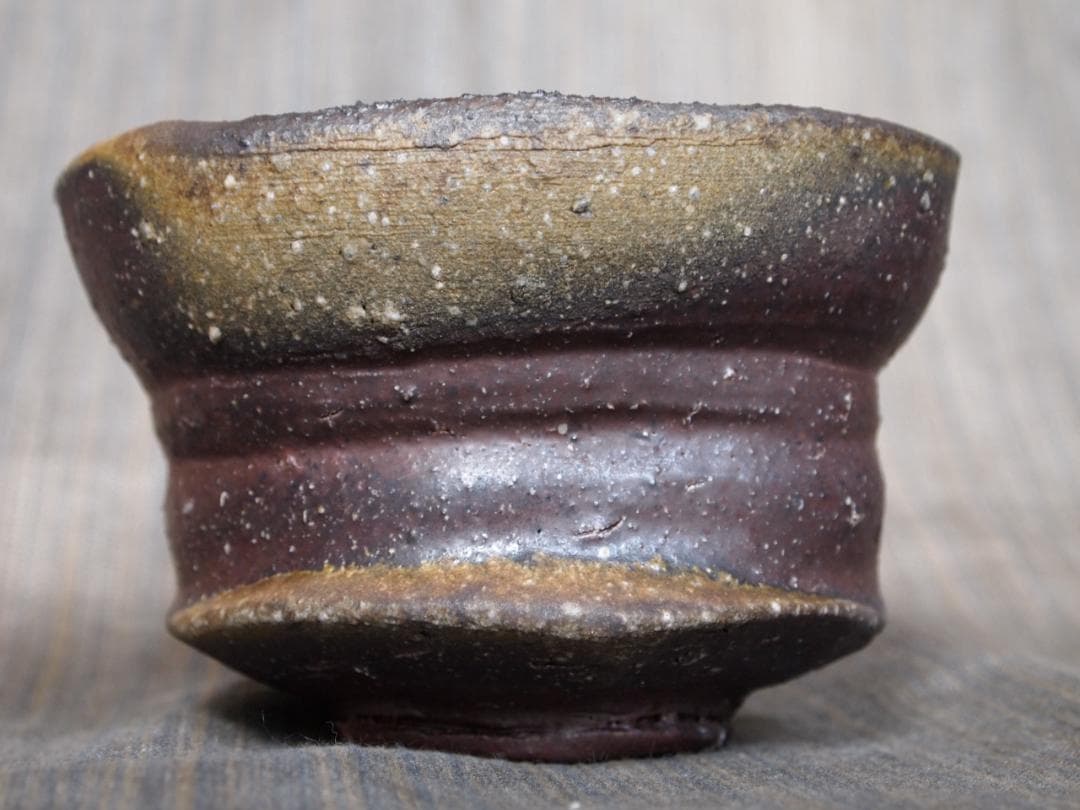 M☆N★隠崎隆一【師：伊勢崎淳】★備前≪窯変≫茶碗★共箱・布 ・栞★黒田陶