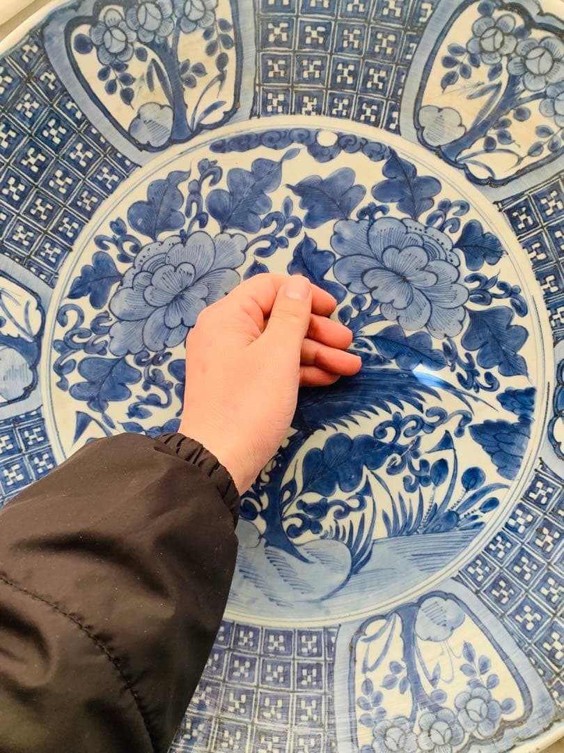 中国明時代花鳥文様 平皿 直径約46cm(phuonganh05206)