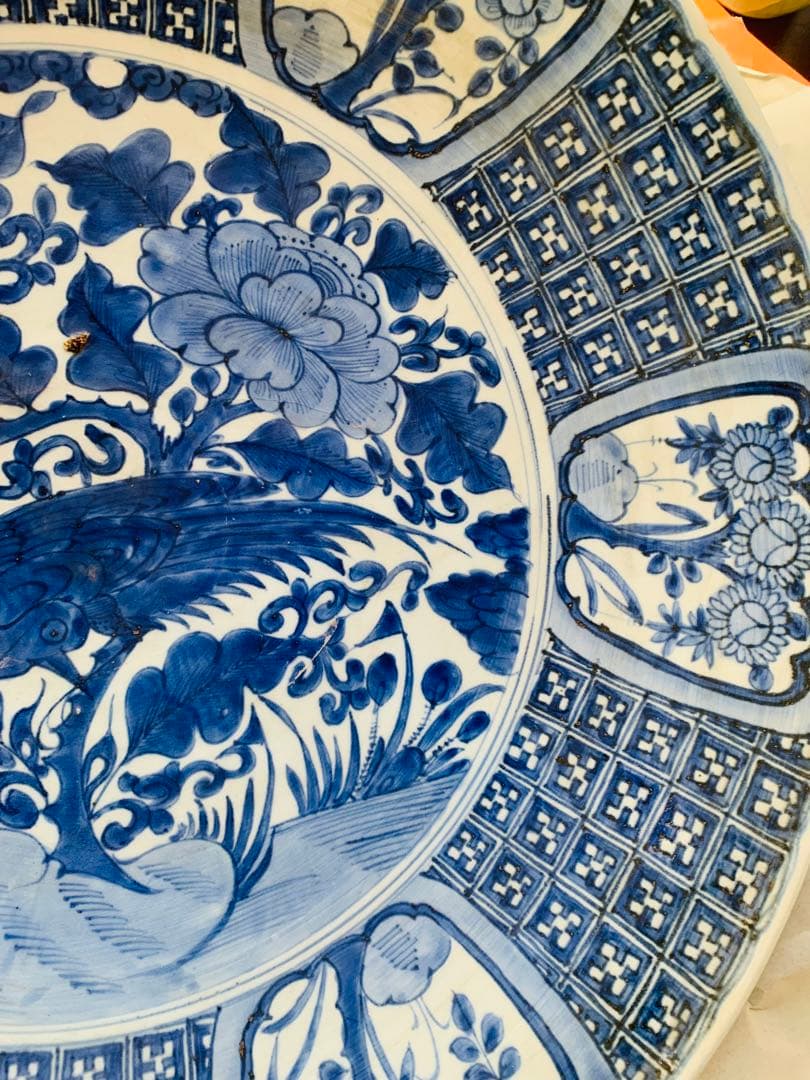 中国明時代花鳥文様 平皿 直径約46cm(phuonganh05206)