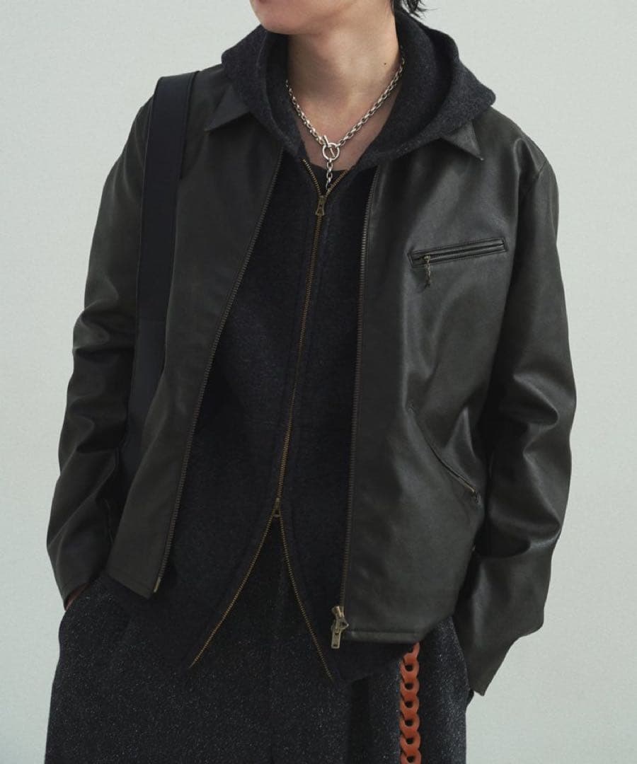 LIDMN VINTAGE WASHED LEATHER ZIP Sサイズ