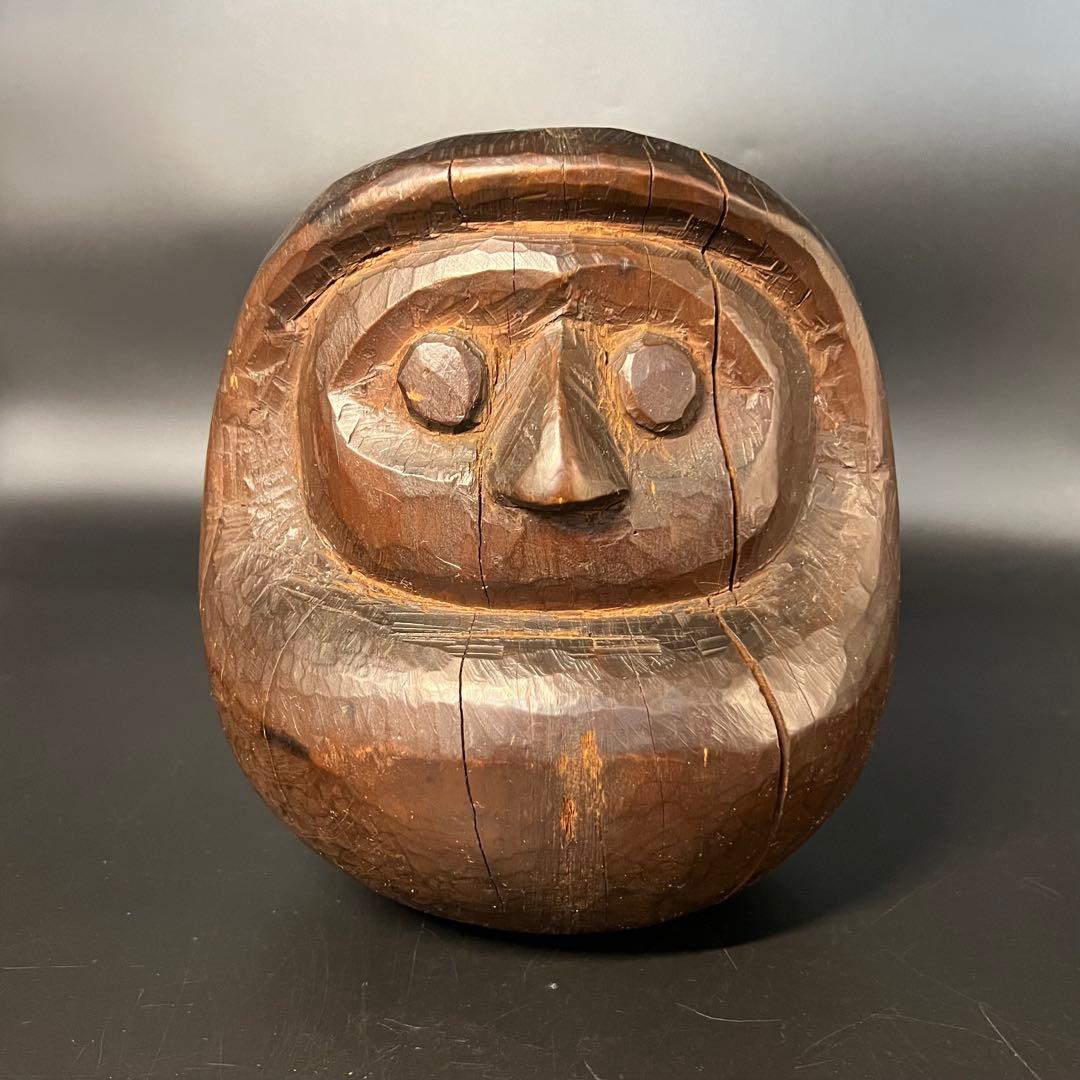 ◎古道具 庵々◎木彫 だるま 木型20cm◎張子型◎江戸時代郷土玩具古民具置物