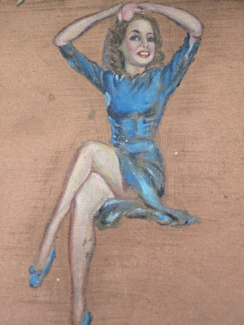 第二次大戦頃　実物　珍品　米陸軍バッグ　ピンナップガールペイント