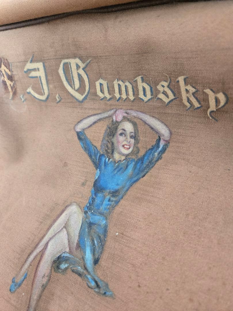 第二次大戦頃　実物　珍品　米陸軍バッグ　ピンナップガールペイント