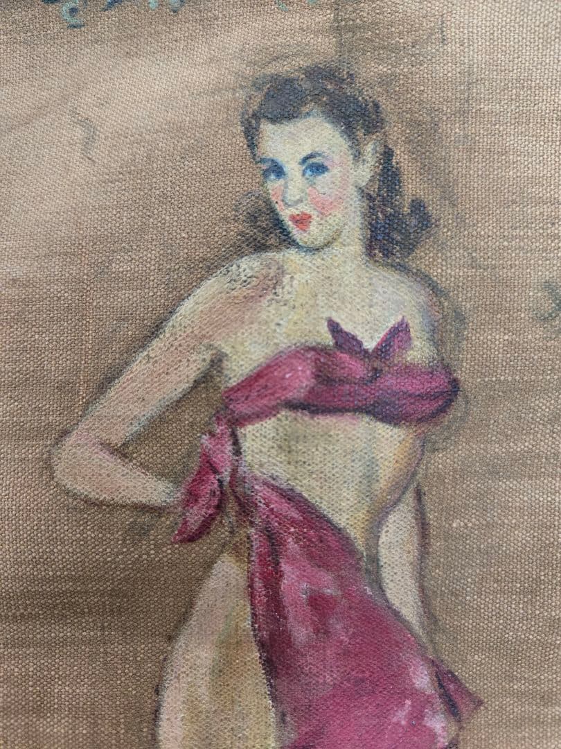 第二次大戦頃　実物　珍品　米陸軍バッグ　ピンナップガールペイント